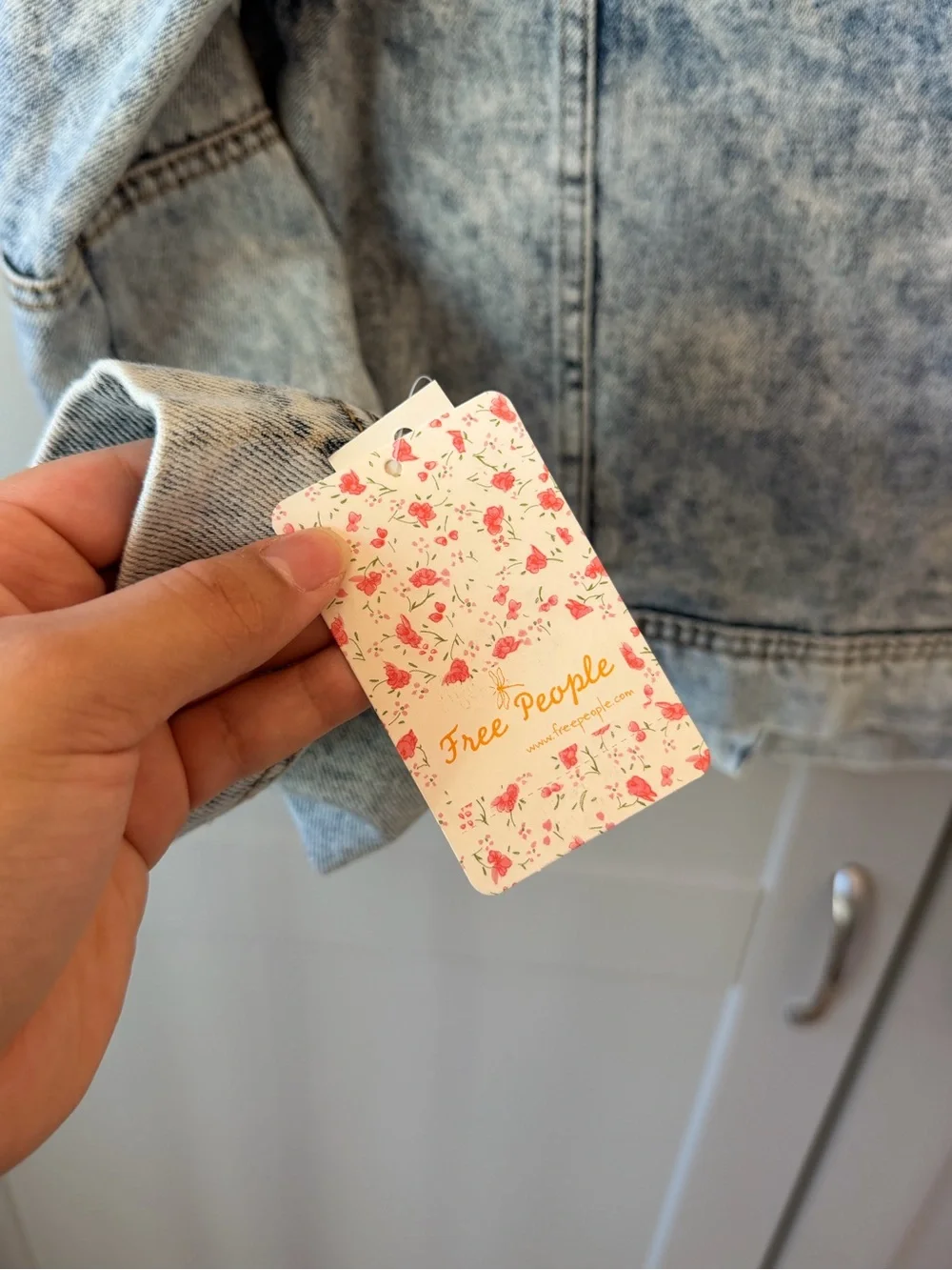 Free People Indigo Acid Wash Denim Trucker Jacket Size S NWT